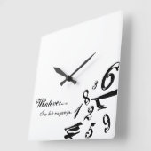 Whatever I'm Late Anyways Clock Time Numbers Hours Quadratische Wanduhr (Winkel)