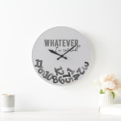 Whatever, I'm retired, Gray Acrylic Wall Clock Große Wanduhr (Zuhause)