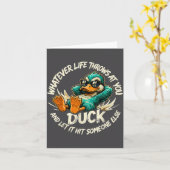 Whatever Life Throws At You Duck Funny Quote Humor Karte (Gelbe Blume)