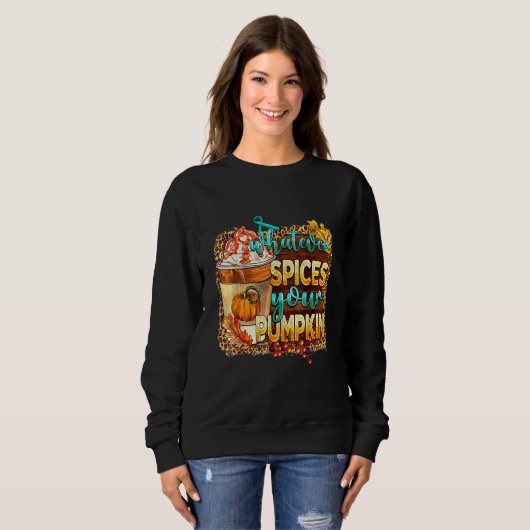 Whatever Spices Your Pumpkin Leopard Pumpkin Fall Sweatshirt (Vorne ganz)