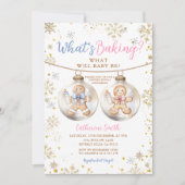 What's Baking Gingerbread Ornament Gender Reveal Einladung (Vorderseite)