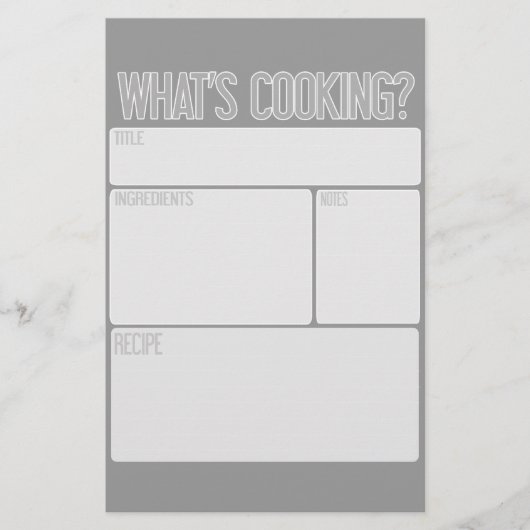 "What's Cooking" Rezeptblätter (Großes Duschgesche (Vorderseite)