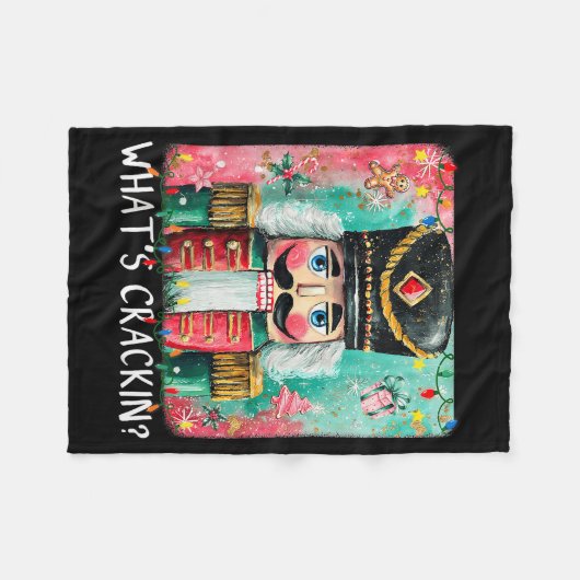 Whats Crackin Christmas Nutcracker Funny Xmas Men Fleecedecke (Vorderseite (Horizontal))