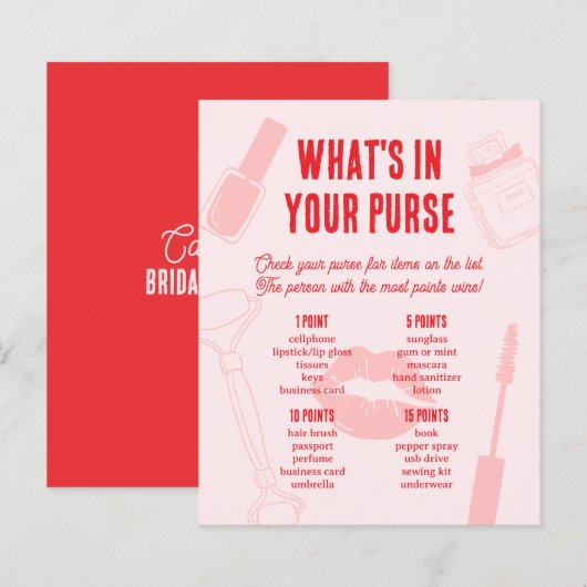 What's in Your Purse Bridal Shower Game Spa Pajama (Vorne/Hinten)