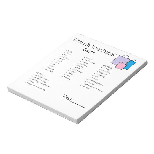 "What's in Your Purse"-Game-Notepad Notizblock (Rotiert)