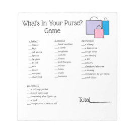 "What's in Your Purse"-Game-Notepad Notizblock