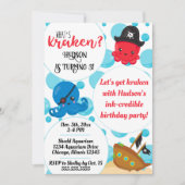 "What's Kraken" Octopus Pirate Children's Birthday Einladung (Vorderseite)