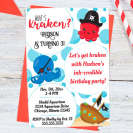 "What's Kraken" Octopus Pirate Children's Birthday Einladung