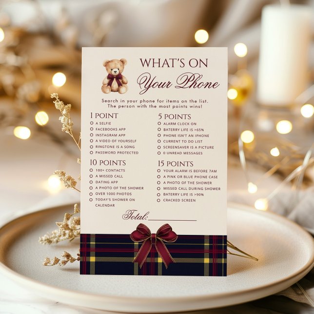 Whats On your Phone Teddy Bear baby shower game (Von Creator hochgeladen)