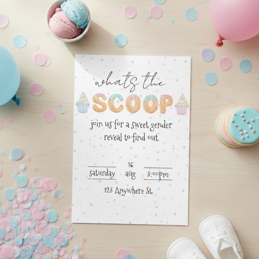 Whats the scoop? Gender reveal invitation Einladung