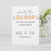 Whats the scoop? Gender reveal invitation Einladung (Stehend Vorderseite)