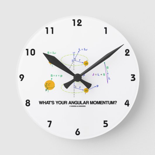 What's Your Angular Momentum? (Physics Diagrams) Runde Wanduhr (Vorderseite)