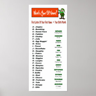 What's Your Elf Name? Christmas Holiday Poster