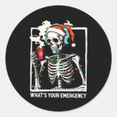What's Your Emergency 911 Dispatcher Skeleton Chri Runder Aufkleber (Vorderseite)