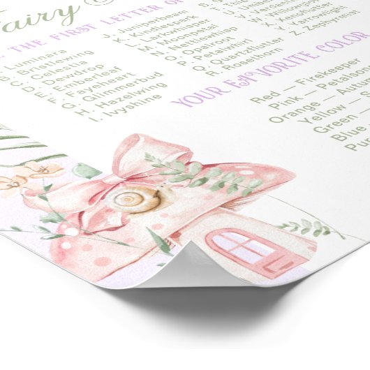 Whats your Fairy Name Whimsical Birthday game Poster (Ecke)