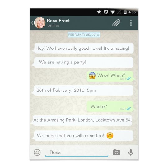 Whatsapp Androide Iphone Chat Party Einladung Zazzle De