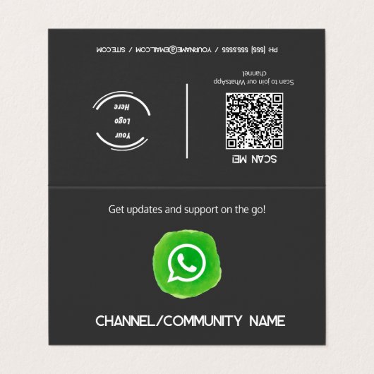 WhatsApp Community Channel QR Visitenkarten (Außenseite Aufgefaltet)