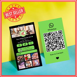 WhatsApp Nail Salon Green | QR-Code für soziale Me Visitenkarte