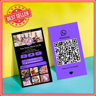 WhatsApp Nail Salon Lila QR-Code für soziale Med Visitenkarte
