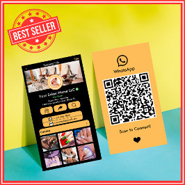 WhatsApp Nail Salon Peach Social Media QR-Code Visitenkarte