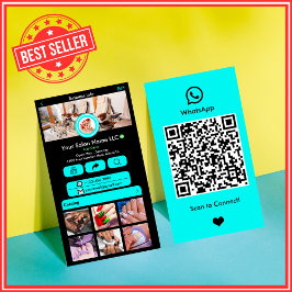 WhatsApp Nail Salon Türkis Social Media QR-Code Visitenkarte