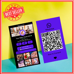 WhatsApp Nail Salon Violet Social Media QR-Code Visitenkarte