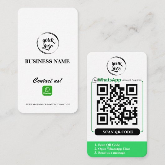WhatsApp QR Code Business Card Visitenkarte (Vorne/Hinten)