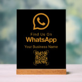 WhatsApp QR-Code Geschäftskontakt Schwarz Gold Acrylschild (Neutral)