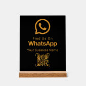WhatsApp QR-Code Geschäftskontakt Schwarz Gold Acrylschild (Vorderseite)