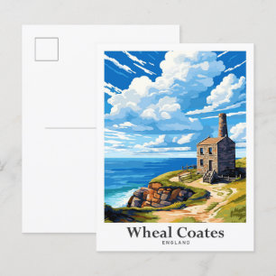 Wheal Coates England Vintage Reiseillustration Postkarte