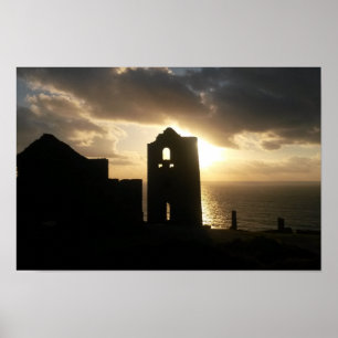 Wheal Coates Sonnenuntergang Bergwerk-Cornwalls Poster