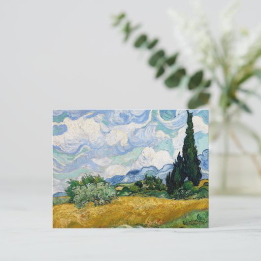 Wheat Field Cypresses Vincent van Gogh Postkarte (Stehend Vorderseite)