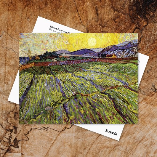 Wheat Field Rising Sun Vincent van Gogh Postkarte