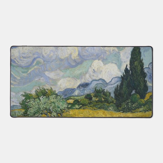 Wheat Field with Cypresses, Oil Painting, Van Gogh Schreibtischunterlage (Vorderseite)
