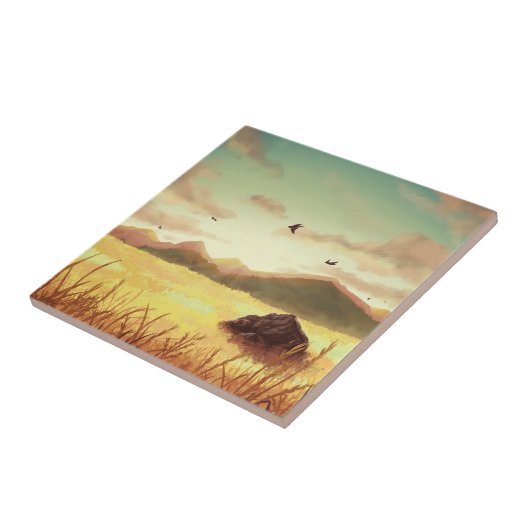 Wheat fields at sunrise fliese (Seite)