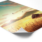 Wheat fields at sunrise fotodruck (Ecke)