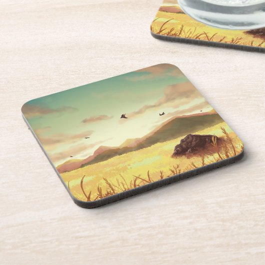 Wheat fields at sunrise getränkeuntersetzer (Linke Seite)