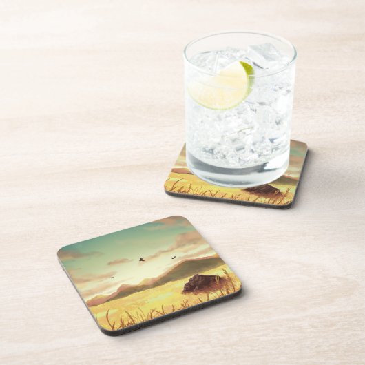 Wheat fields at sunrise getränkeuntersetzer (Rechte Seite)