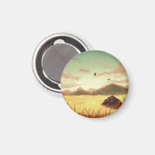 Wheat fields at sunrise magnet (Vorderseite/Rückseite)