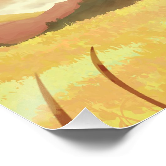 Wheat fields at sunrise poster (Ecke)