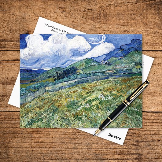 Wheat Fields Mountains Vincent van Gogh Postkarte