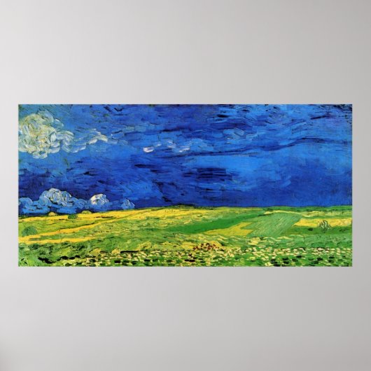 Wheat Fields Under Clouded Sky Van Gogh Poster (Vorne)