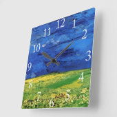 Wheat Fields Under Clouded Sky Van Gogh Quadratische Wanduhr (Winkel)