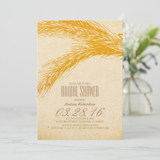 Wheat Rustic BRIDAL SHOWER Einladung (Stehend Vorderseite)