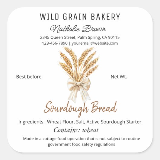 Wheat Sourdough Brot Hütte Law Food Quadratischer Aufkleber (Vorderseite)