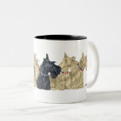 Wheaten & Black Scott in einer Linie Zweifarbige Tasse (VorderseiteRechts)