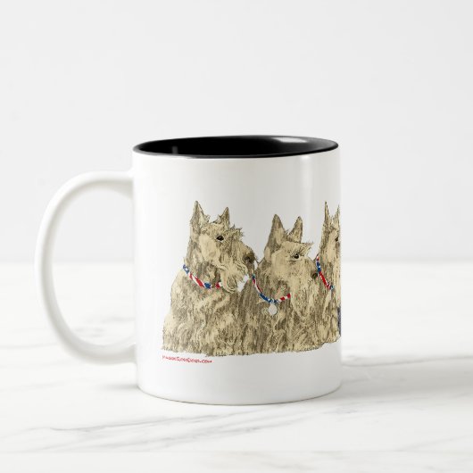 Wheaten & Black Scott in einer Linie Zweifarbige Tasse (Links)
