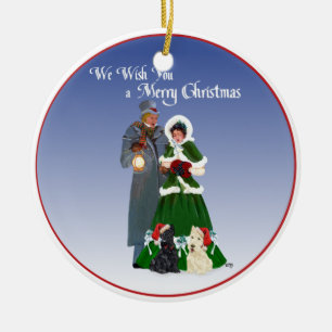Wheaten & Black Scottie Hunde Weihnachtsdekoration Keramikornament