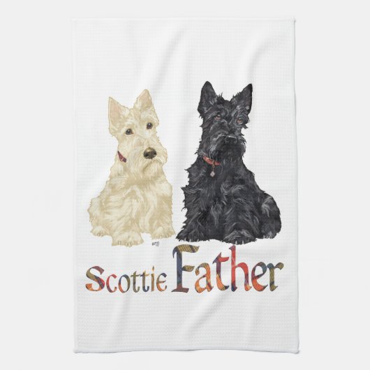 Wheaten & Black Scottish Terriers Father Geschirrtuch (Vertikal)
