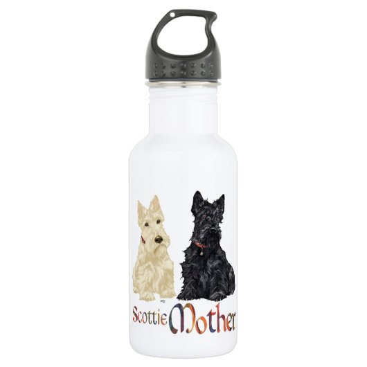 Wheaten & Black Scottish Terriers Mother Edelstahlflasche (Vorderseite)